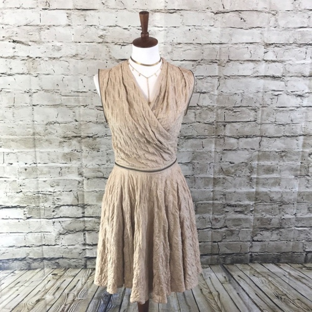 All Saints Vintage Quilted Cream Zippered Dress